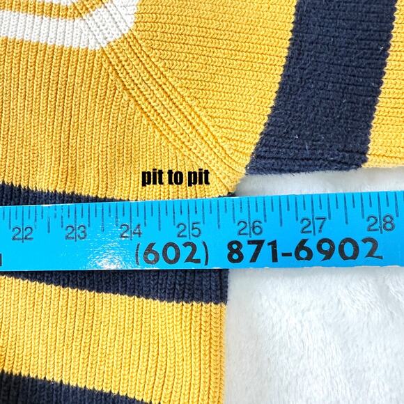 IZOD Mens Sweater Yellow XXL Academia Heritage Old Money Preppy Cotton Stripes‎ - Picture 5 of 6